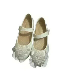 Soft Kids Shoes Girl's 12 White Flat Dress Round Toe Party Wedding Comfort.
